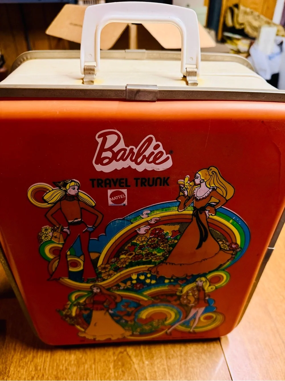 Vintage Barbie Travel Trunk with Barbie Dolls & Ken Head